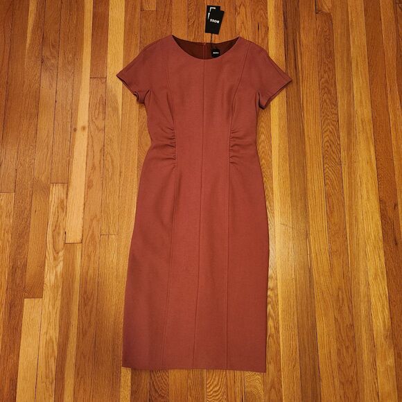 NWT Boss Hugo Boss Dakela Sheath Dress, S/S, Pencil Skirt, Rosewood/Mauve, Sz 8 - Picture 10 of 16